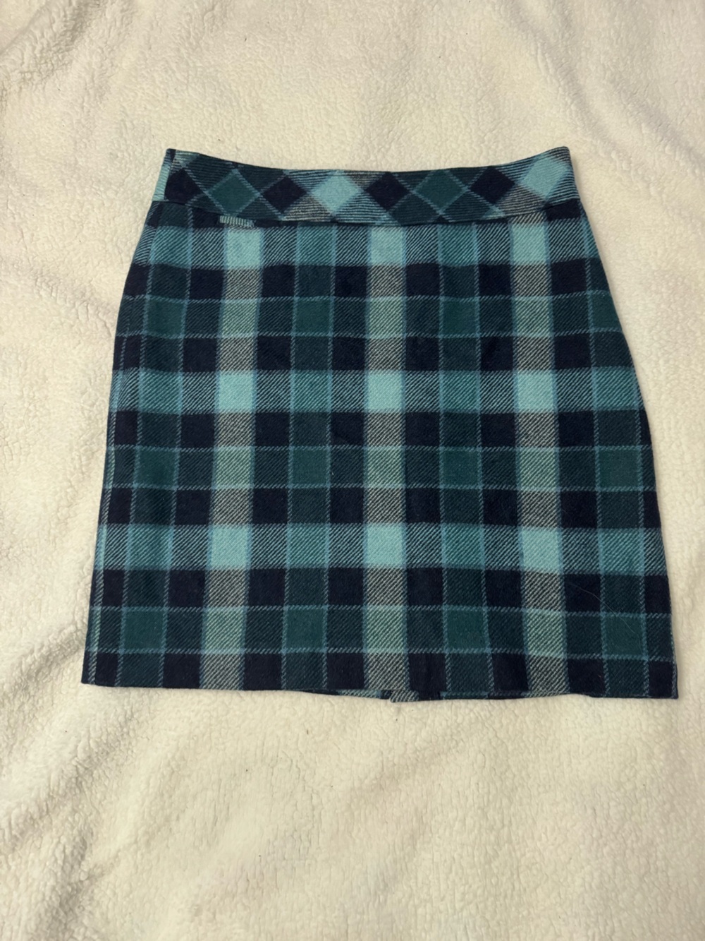 L.L. Bean Teal and Navy Plaid A-Line a-line Skirt